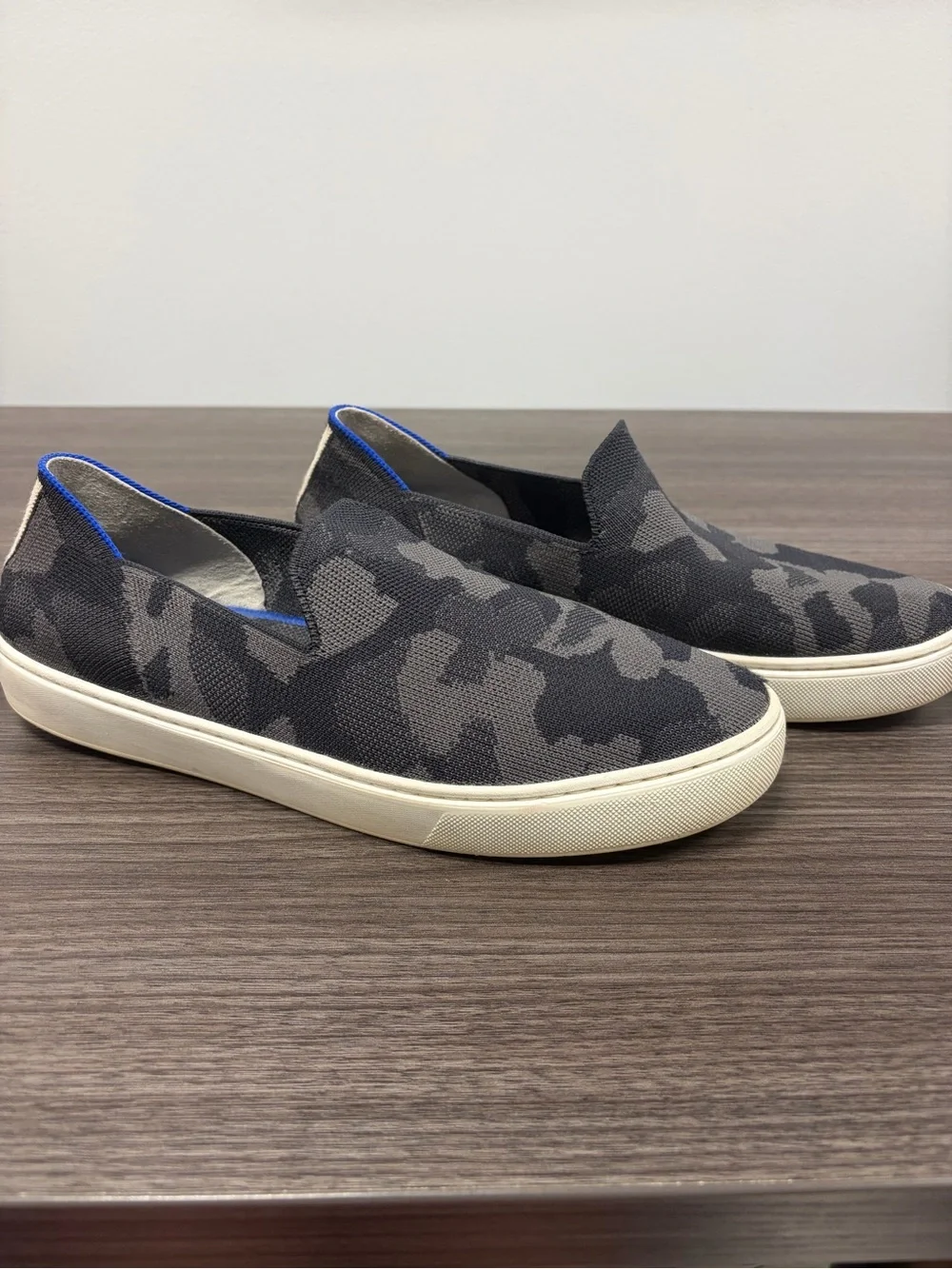 Rothy's Retired The Original Black & Gray Camo Knit Slip-On - Size 9.5